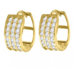 10kt Gold Huggies Hoops Simulated Diamond Earrings